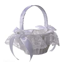 Schneespitze Cesta de la Boda-Novia Cesta de la Novia Blanco Satén Punta Canasta de Flores Nupcial Decoración para Bodas…